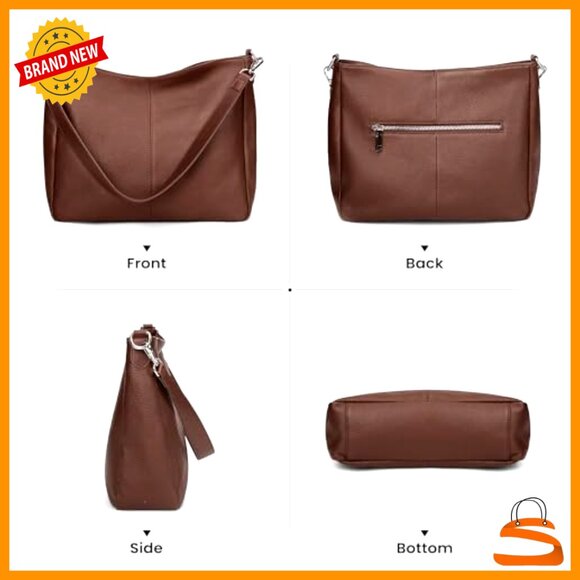 Genuine Leather Hobo Bag with Adjustable Straps for Everyday Use
